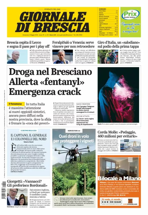 Prima-pagina-giornale di brescia-oggi-edizione-del-2024-05-05